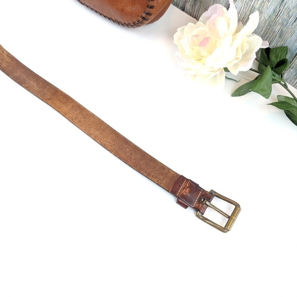 Esprit Vintage Brown Leather Logo Belt - Picture 8 of 8